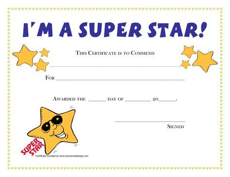 Super Star Award Certificate Printable